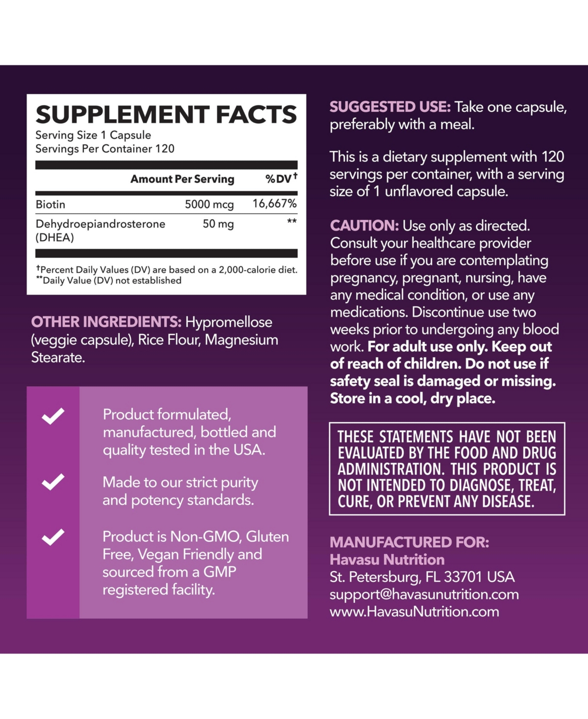 Dhea Capsules for Women, 120ct