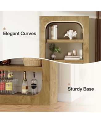 5-Tier Tall Kitchen Pantry, 70.8-inch Farmhouse Wooden Bookcase with Storage