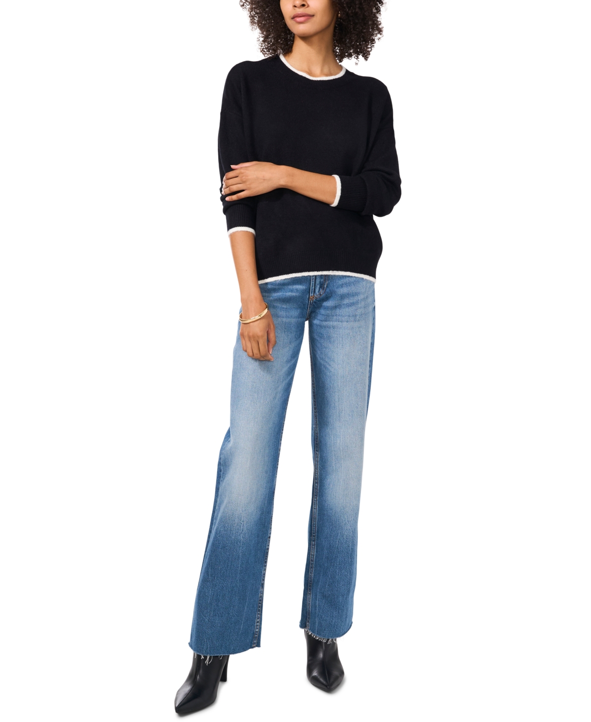 Vince Camuto Women's Tipped Crewneck Sweater