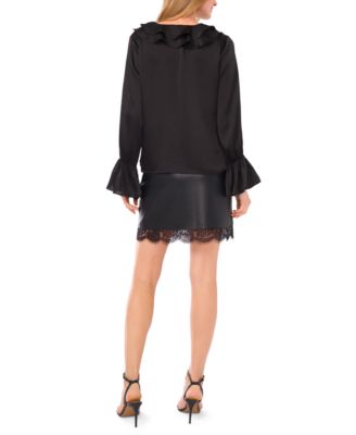 Women's Ruffled V-Neck Bell-Sleeve Top