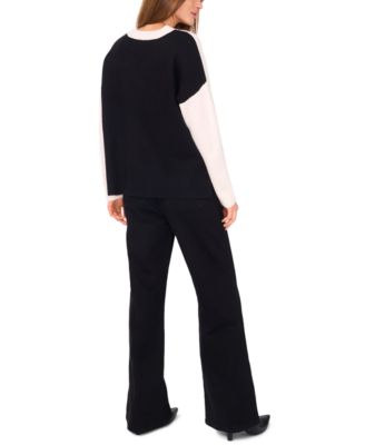 Women's Colorblocked Drop-Shoulder Sweater
