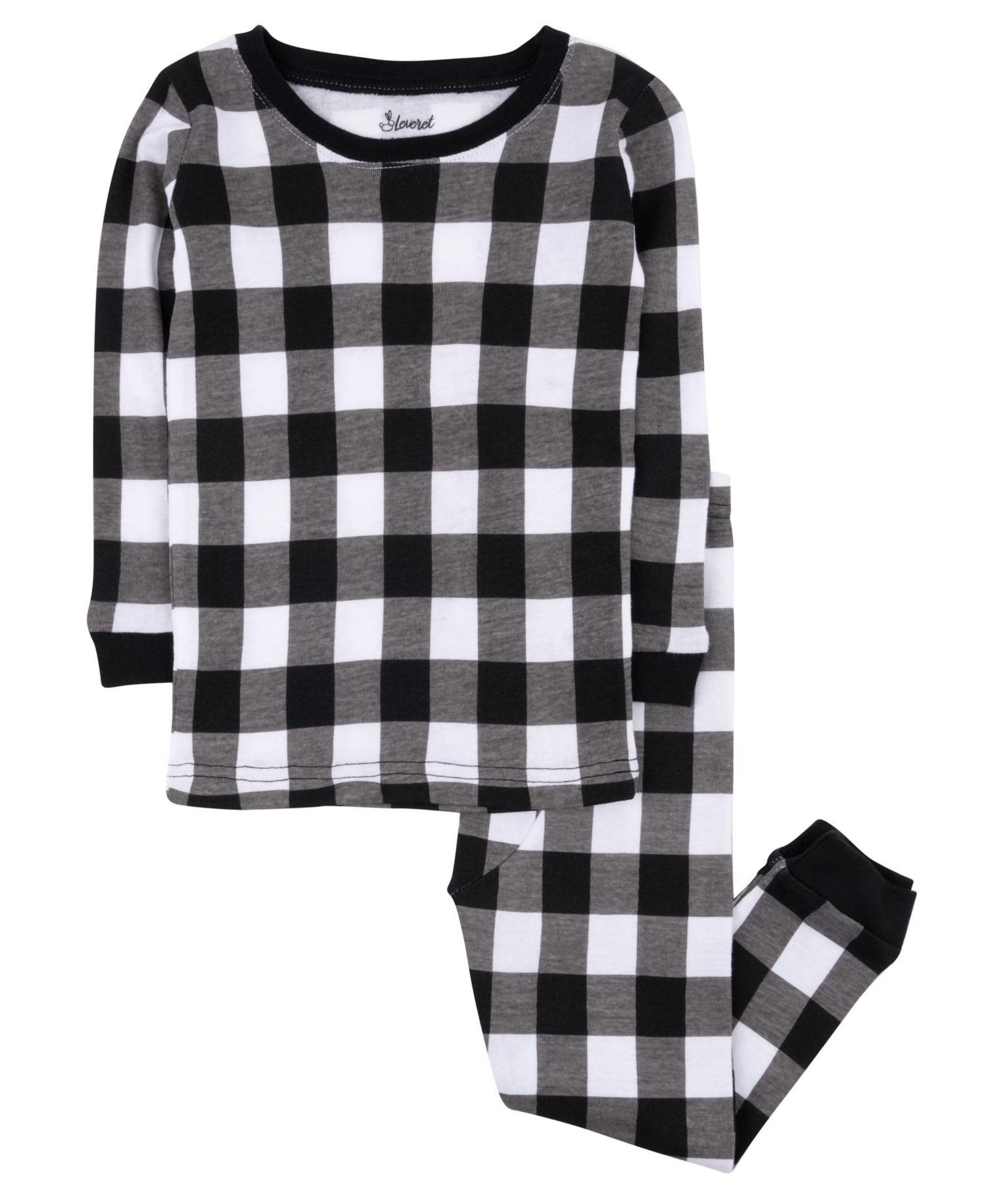 Kids Two Piece Cotton Plaid Holiday Pajamas