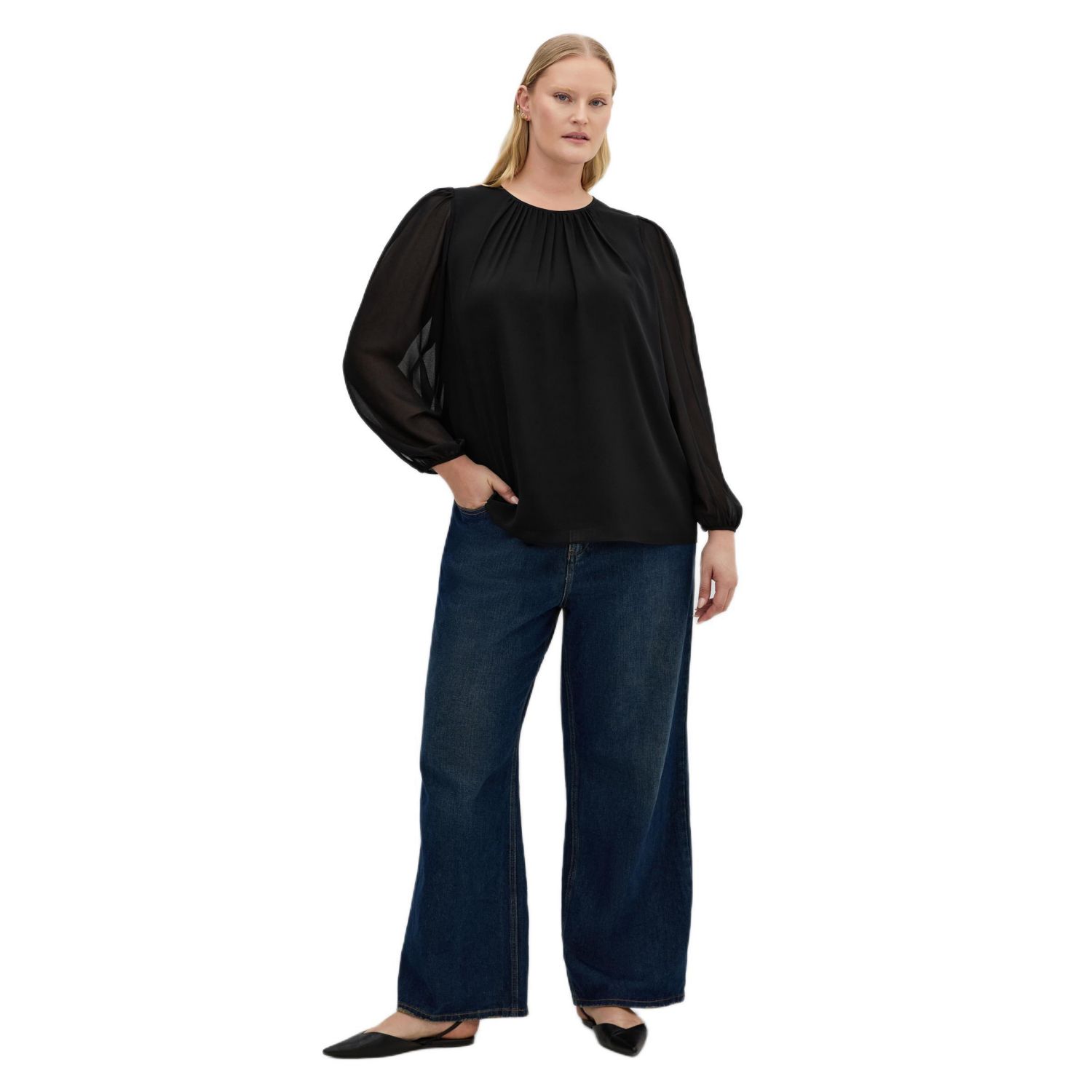 Plus Size Kelly Sheer Sleeve Top