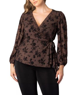 Plus Size Alissa Long Sleeve Mesh Wrap Top