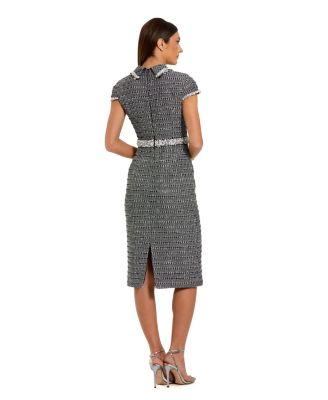 Women's Cap Sleeve Boucle Midi Dress