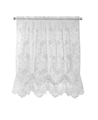 Limoges Sheer Rod Pocket Timeless Romantic Floral Lace Design Balloon Curtain 55" x 63" White
