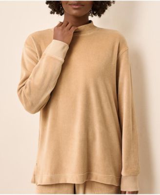 Women's Organic Cotton Velour Mock Neck Pullover