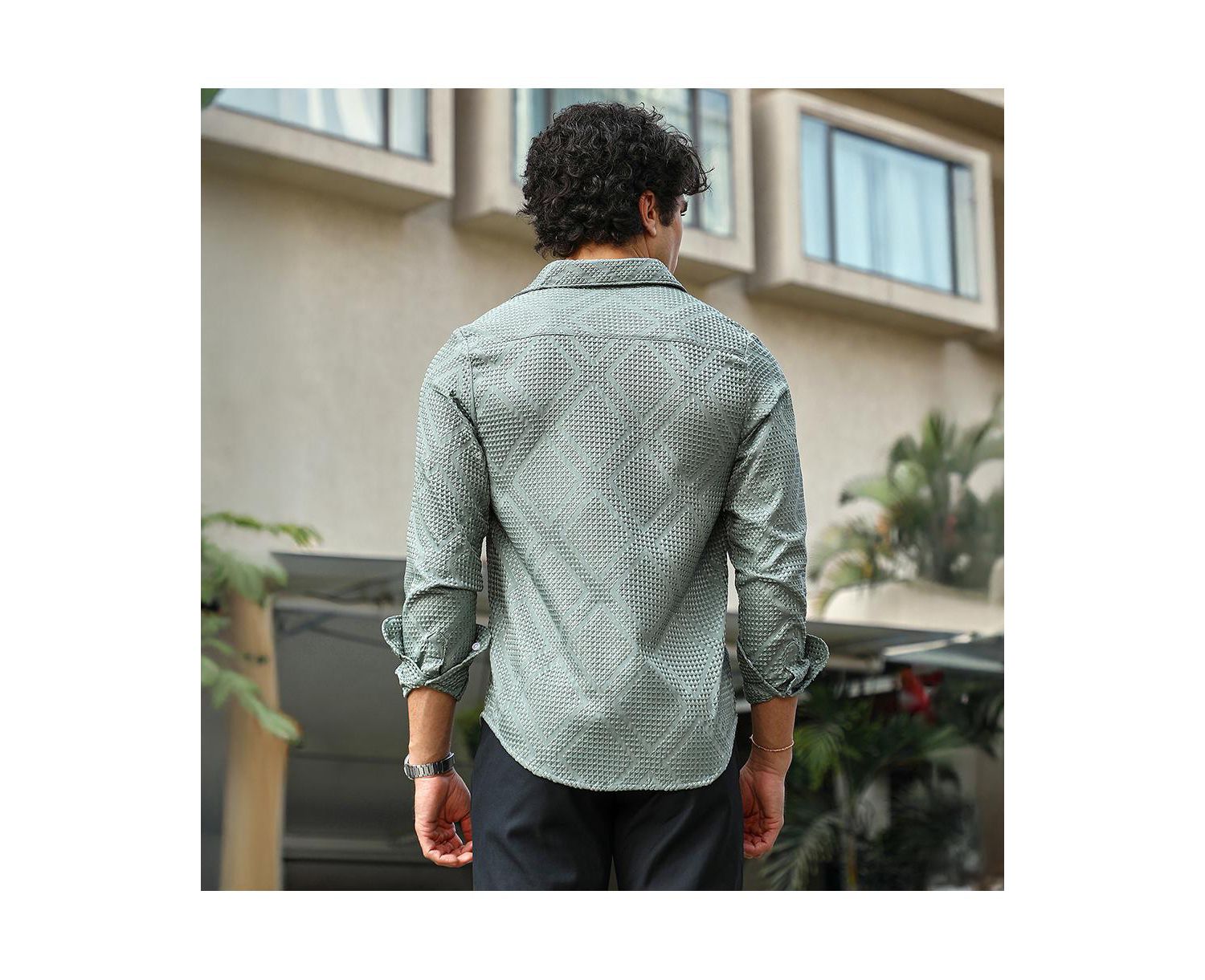 Men's Sage Green Shard-Tactile Shirt