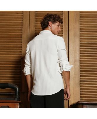 Men's Chalk White Chevron-Panel Tactile Shirt