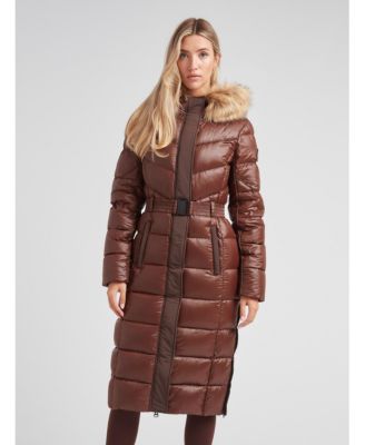 Women's Diamond Belted Extra Long Down Coat