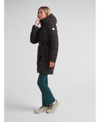 Women's Diamond Belted Hooded Down Coat