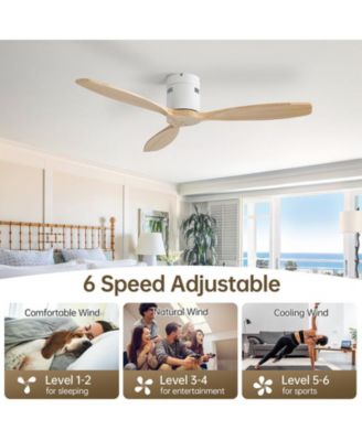 52-inch Modern 3-Blade Flush Mount with Remote Control and Timing Function Ceiling Fan