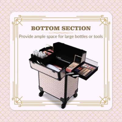 Cosmetology Case on Wheels Cosmetic Trolley Travel Art Deco Tyrian