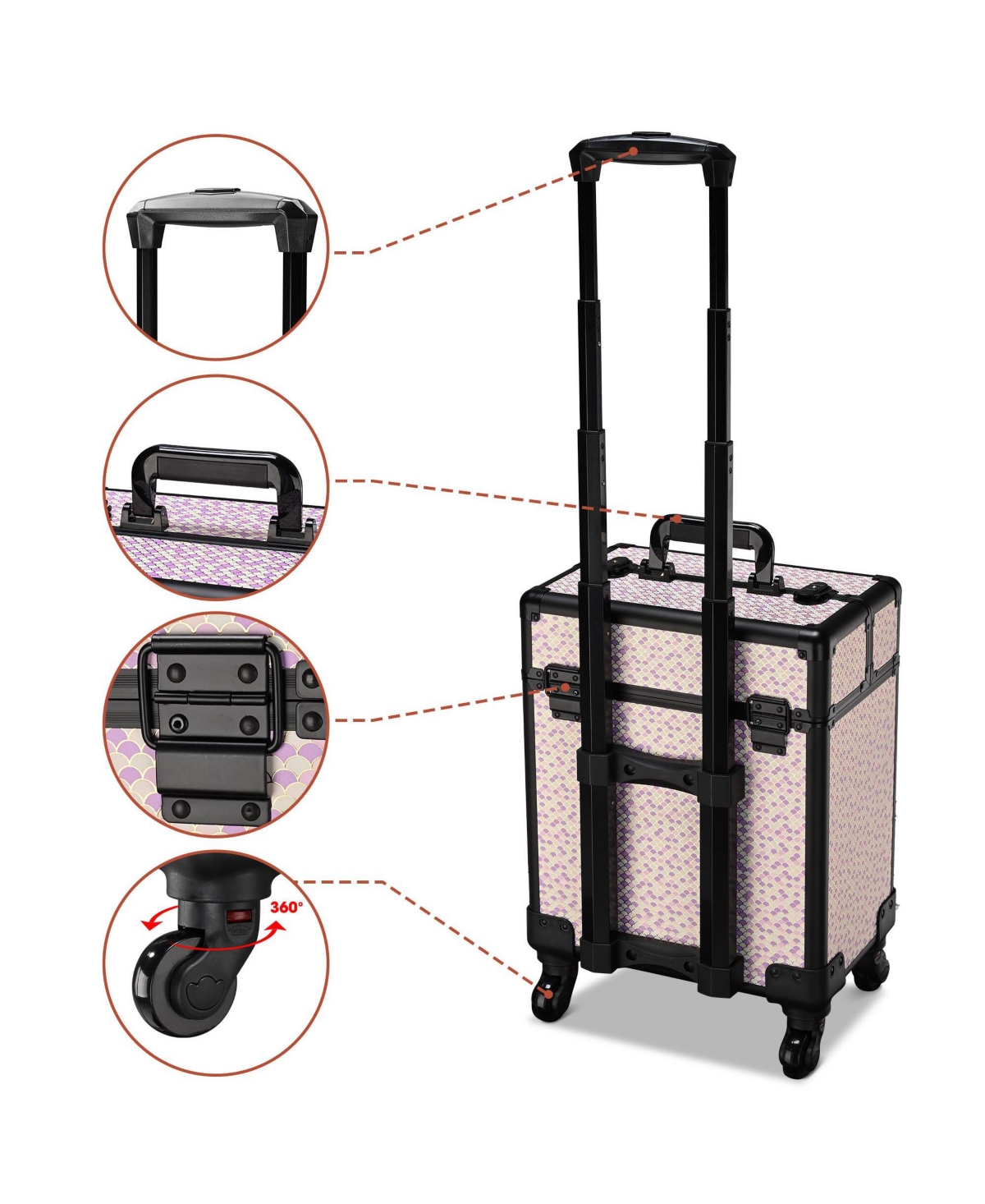 Byootique Cosmetology Case on Wheels Cosmetic Trolley Travel Art Deco Tyrian