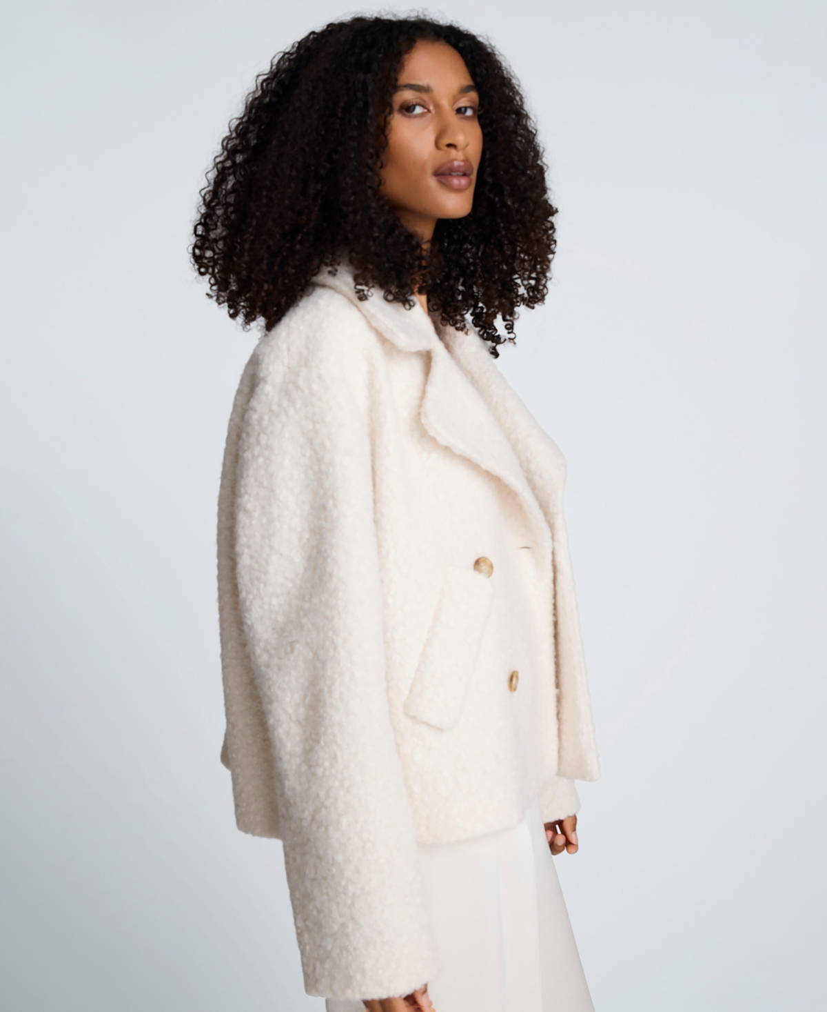 Kenneth Cole Women's Cropped Double-Breasted Peacoat Jacket