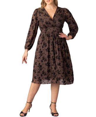 Plus Size Melanie Long Sleeve Mesh Midi Cocktail Dress