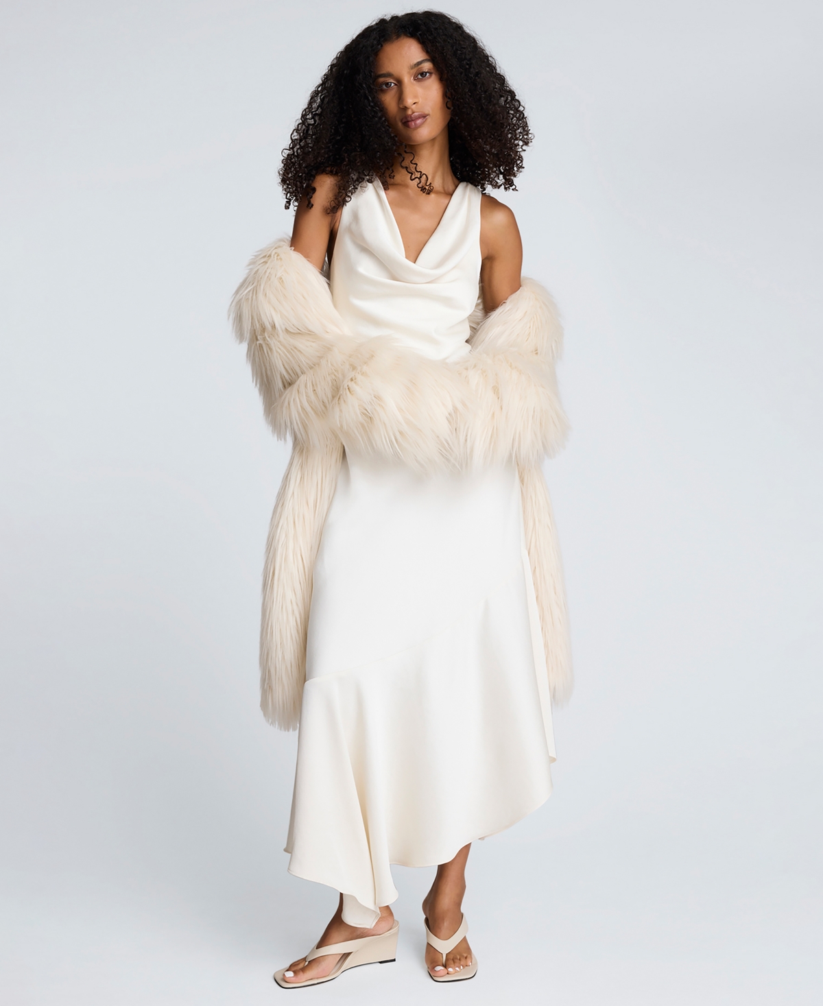 Kenneth Cole Women's Satin Cowl Neck Bias Dress