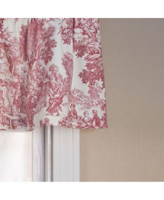 Victoria Park Toile Water Proof Room Darkening Blackout Tailored Window Valance - 70 x 12, Red