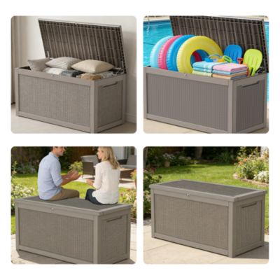 260 gal Patio Waterproof Resin Deck Box Lockable Outdoor Storage Garden Tools