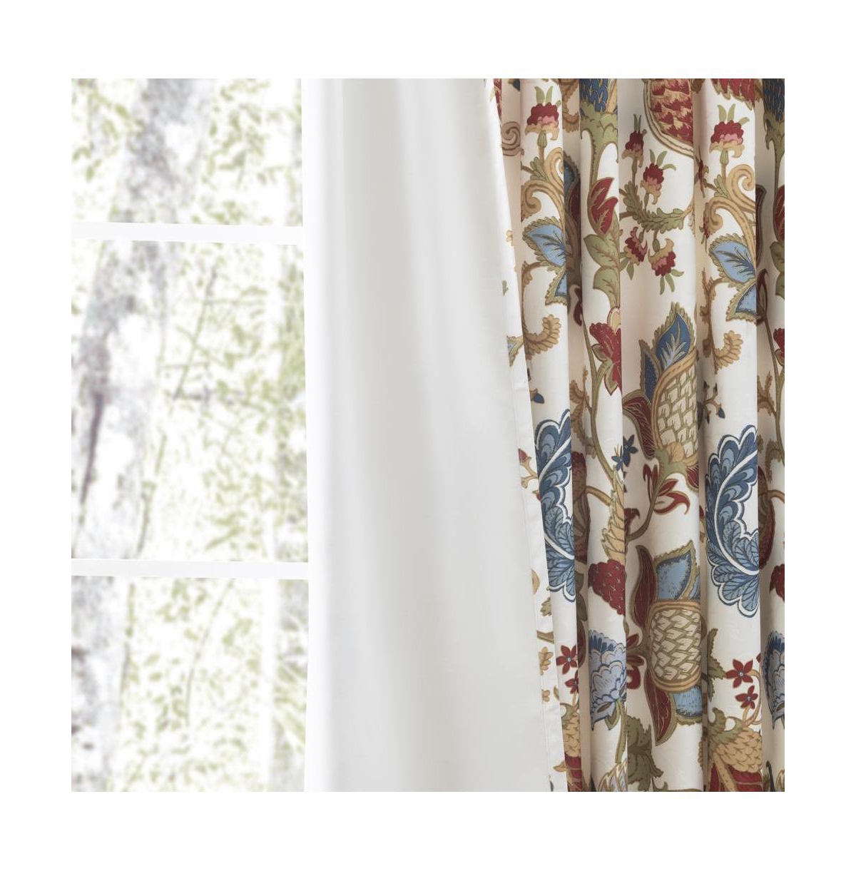 Ellis Cambridge Lined Jacquard Pinch Pleat Jacobean Floral Print Multicolor Drapery 2-Piece Curtain Panels