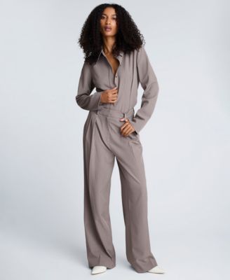 Women's Pinstripe High Rise Double Pleated Pants