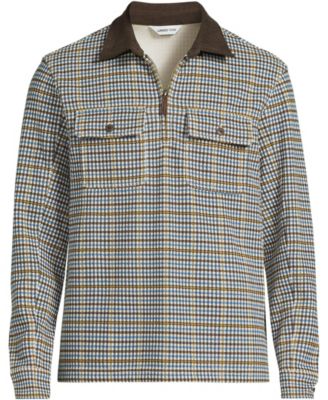 Men's Long Sleeve Corduroy Collar Bedford Rib Quarter Zip