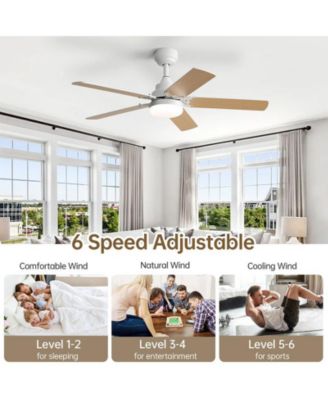 42-inch Modern Minimalist White 5-Blade Led Lights and Remote Control Ceiling Fans