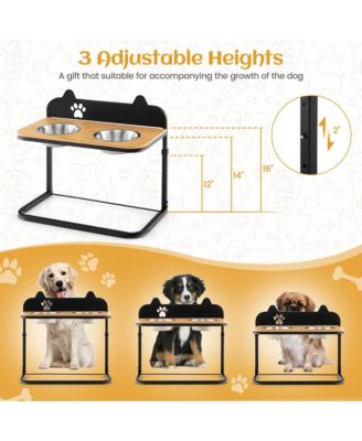 Elevated Dog Bowls 3 Adjustable Heights with 2 Stainless Steel Food Water Bowls