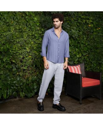 Men's Cornflower Blue Breezy Wrinked Relaxed Shirt