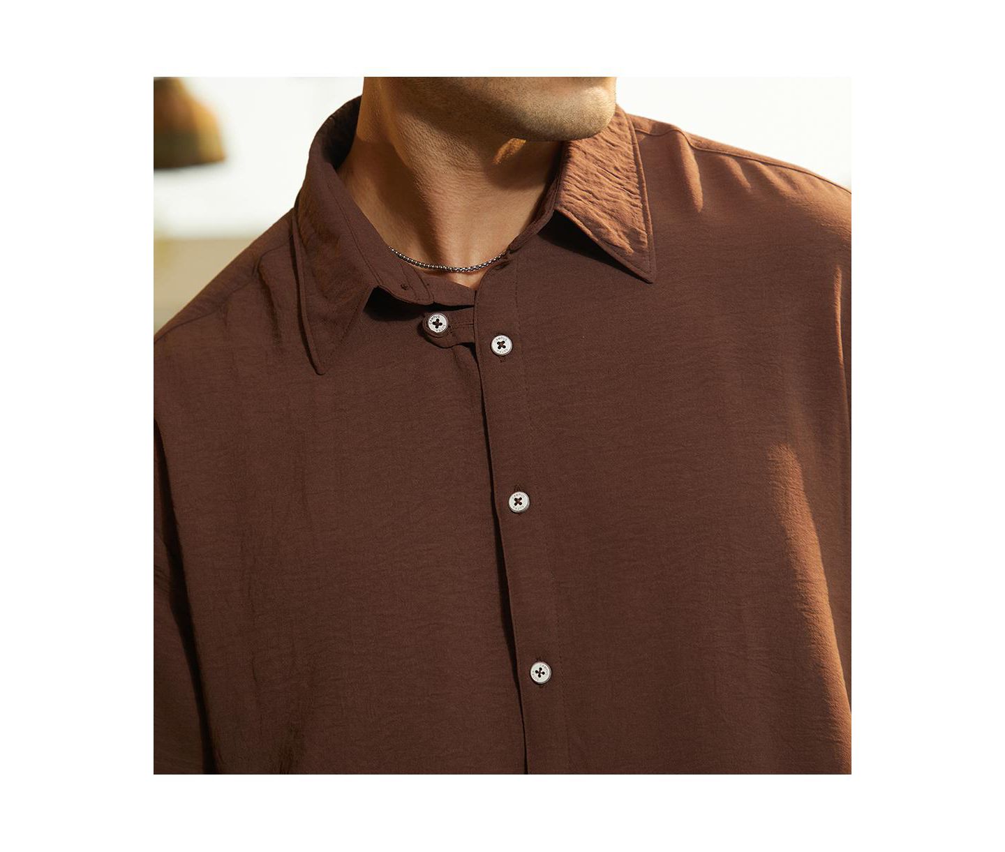 Мужская рубашка Cahoot Campus Sutra Chocolate Brown Breezy Wrinked, цвет: Коричневый — фото 5