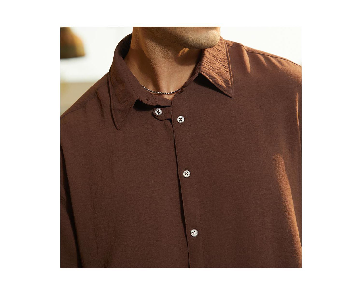 Men's Chocolate Brown Breezy Wrinked Shirt