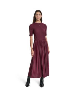 Women's Ballet Sleeve Pleated Midi Dress