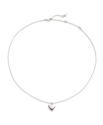 Silver-Tone Puffy Heart Pendant Necklace