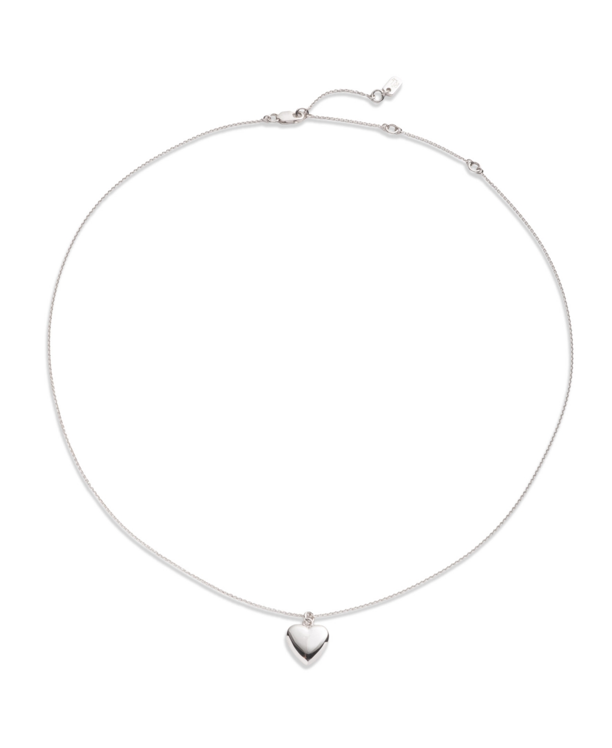 Ralph Lauren Silver-tone Puffy Heart Pendant Necklace In Metallic
