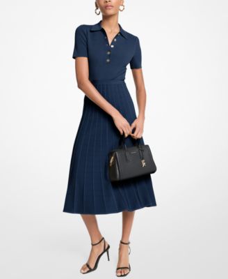 Women's Polo Collar Short-Sleeve Midi Dress