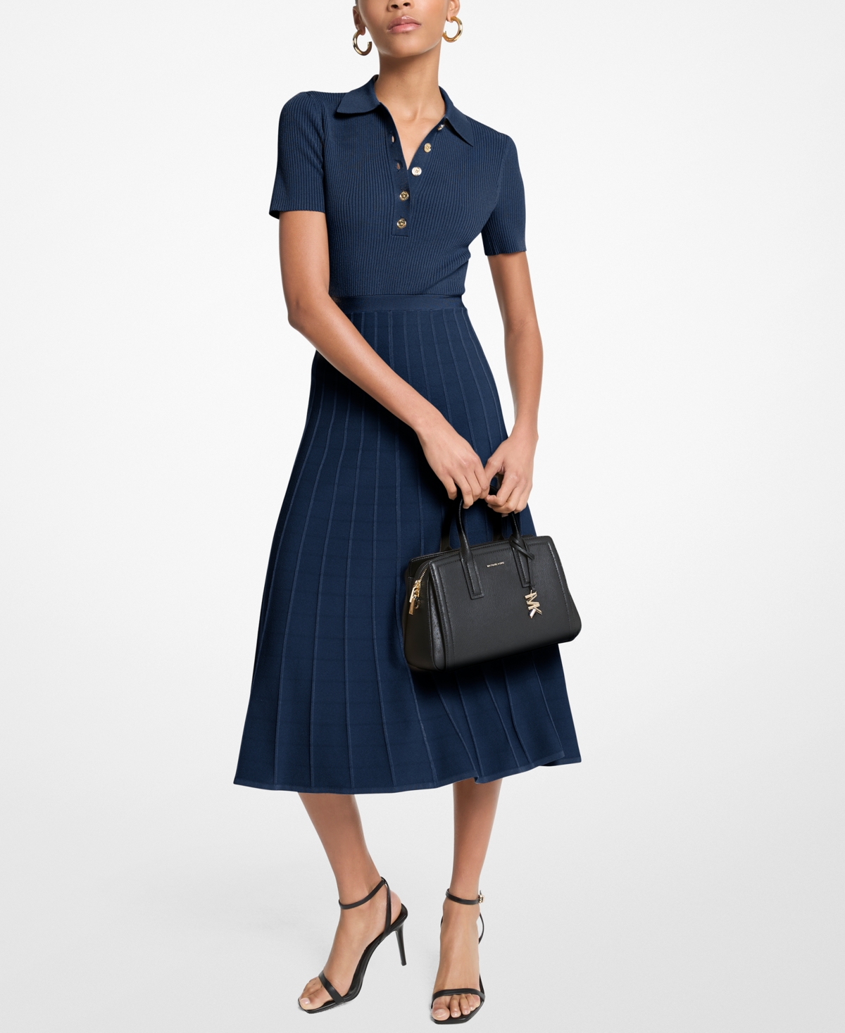 Michael Kors Women's Polo Collar Short-Sleeve Midi Dress