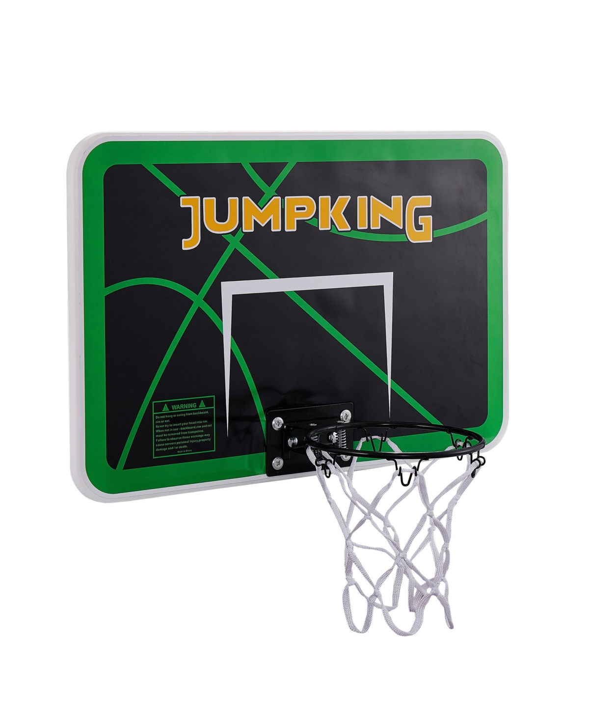 JumpKing Trampoline Basketball Hoop Set – 7.5" dia. Breakaway Metal Ring with Goose Neck Pole & Inflatable Mini Basketball Fits Most Trampoline Models