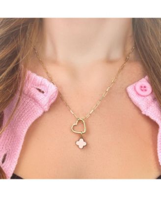 Pink Pearl Clover Charm 14K Gold - 10 millimeters