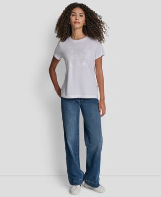 Women's Embellished Logo Detail Crew Neck T-Shirt