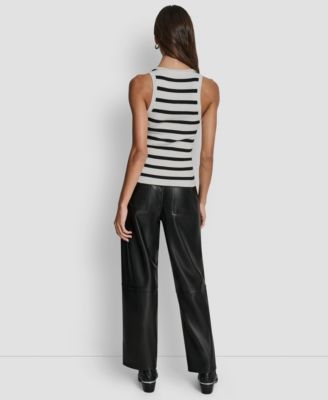 Women's Sleeveless Sequin & Stripe Scoop Neck Tank Top