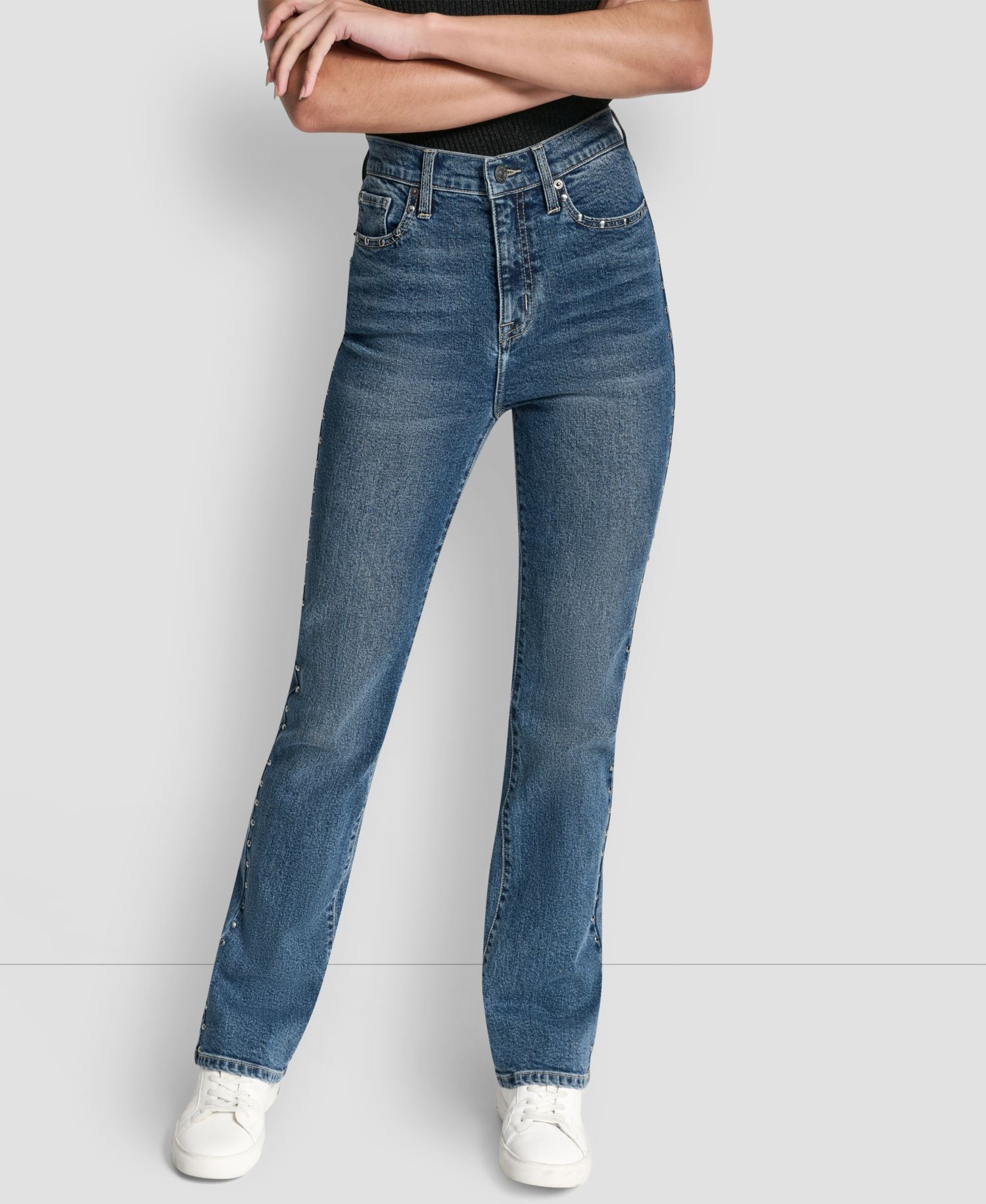 Women's Side Studded High-Rise Bootcut Jeans