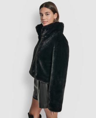 Women's Long-Sleeve Cropped Faux Fur Jacket