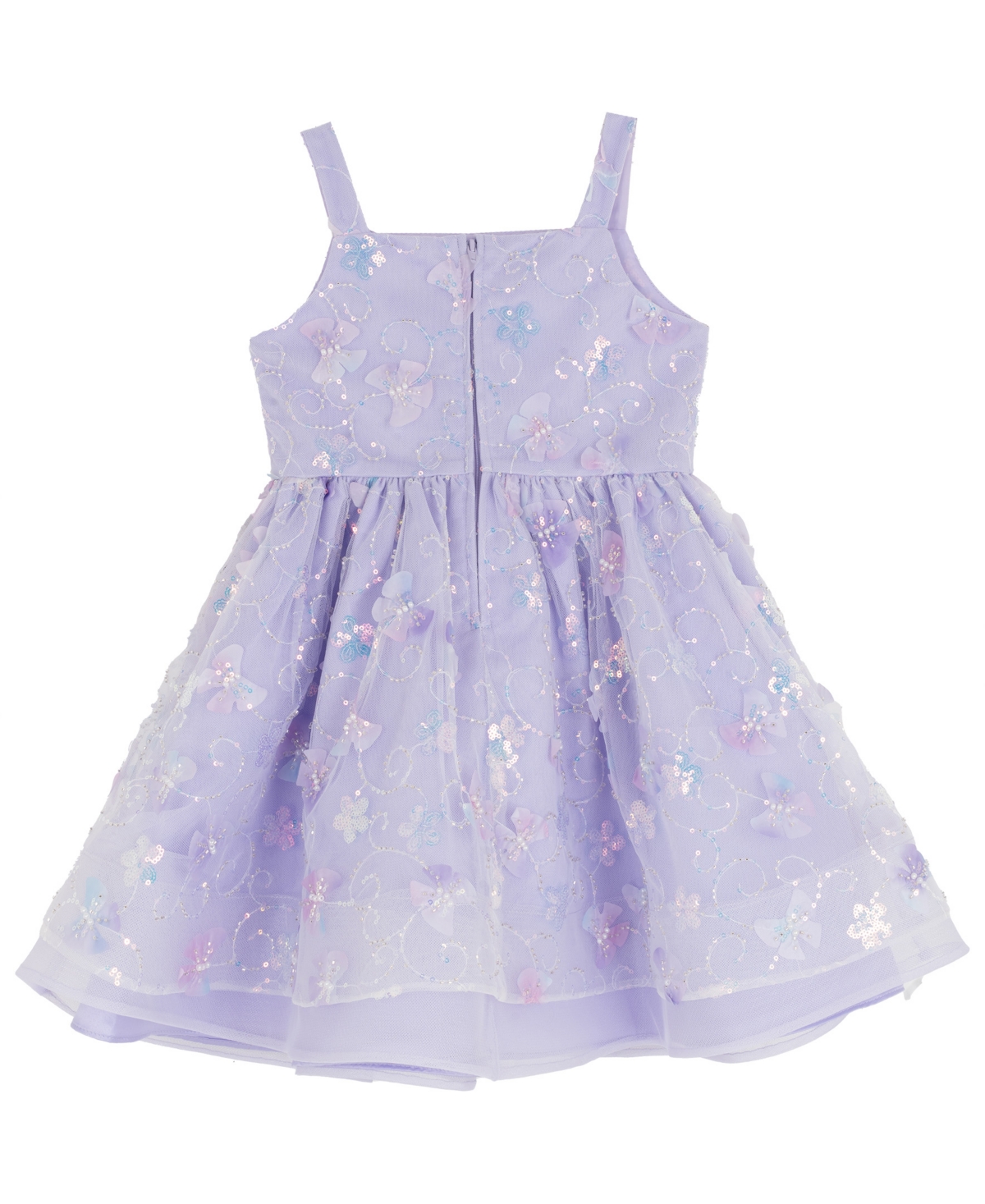 Rare Editions Girls 2T-6X All-Over Sequin and 3D Flowers Dress