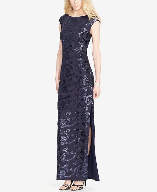 ralph lauren floral lace gown