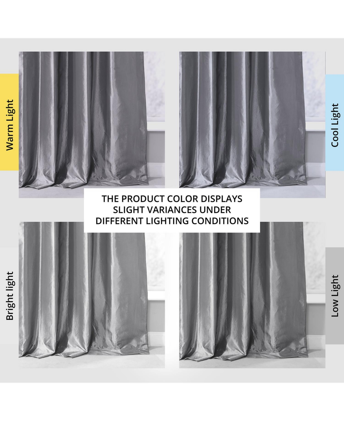 Half Price Drapes Platinum Ruched Solid Faux Silk Taffeta Room Darkening Curtain