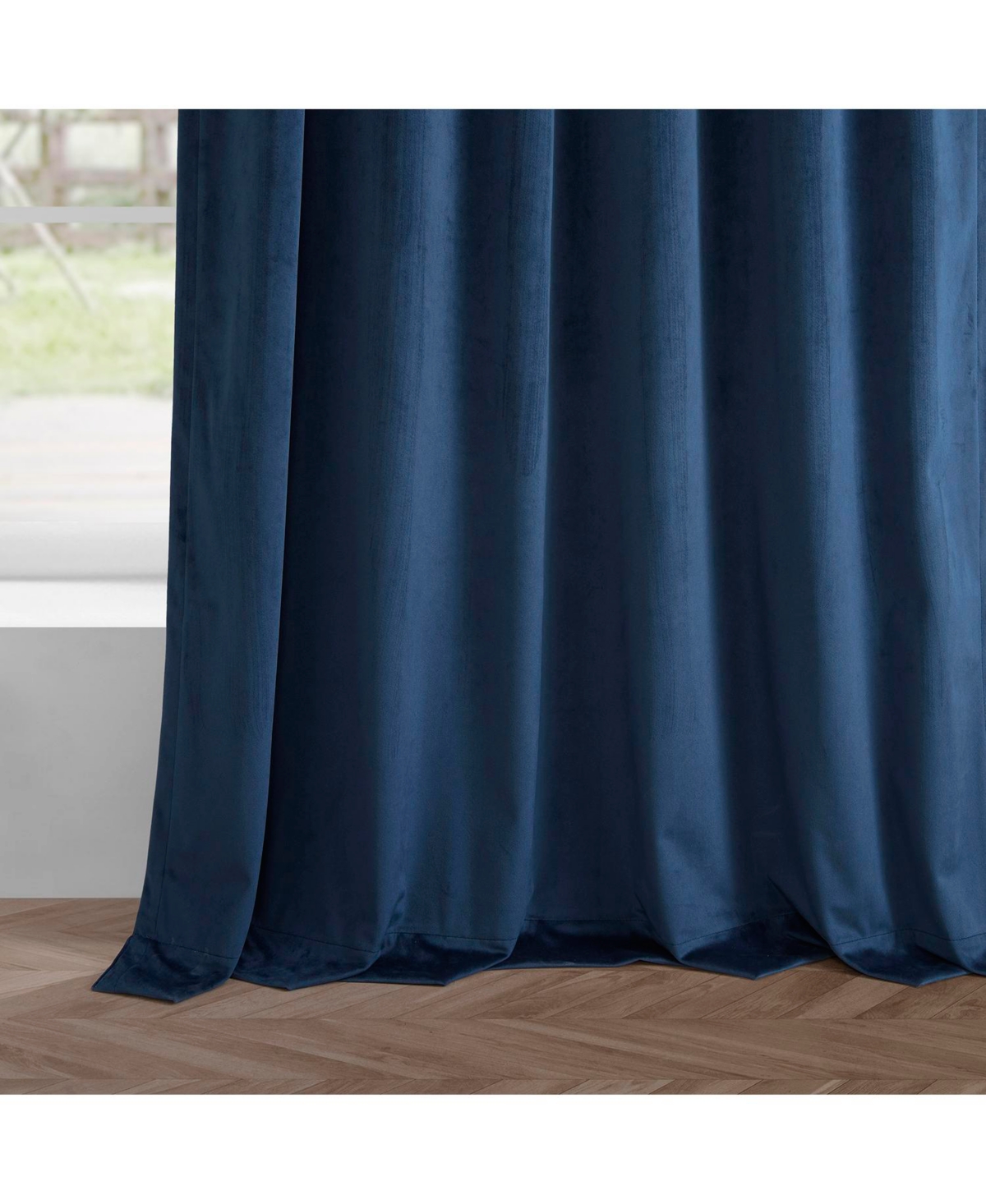 Half Price Drapes Deep Cobalt Blue Simply Velvet Room Darkening Curtain Pair (2 Panels