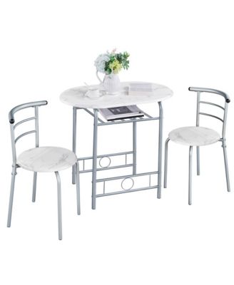 3-Piece Set, Metal Frame, Compact Dining Table with 2 Chairs