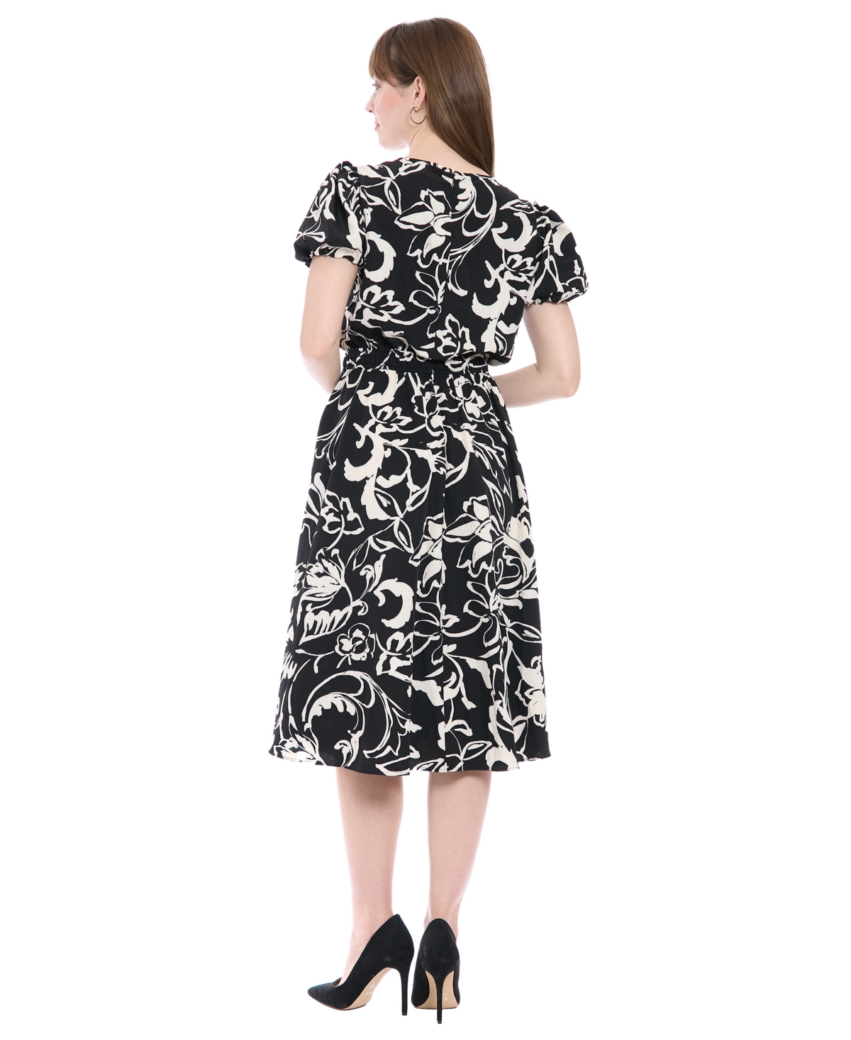 London Times Women's Tucked-Sleeve Midi Dress