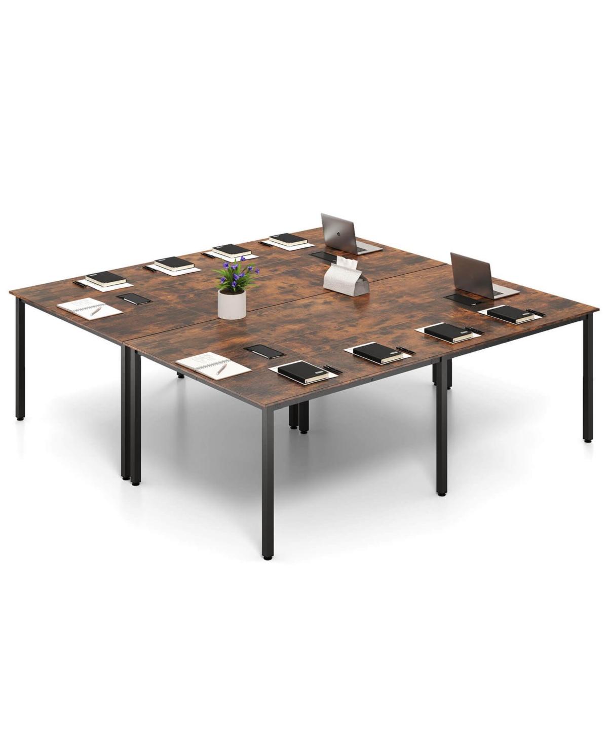 Costway 95" x 48" Large Meeting Table Seats up to 10 People 2 Cable Grommets for Office