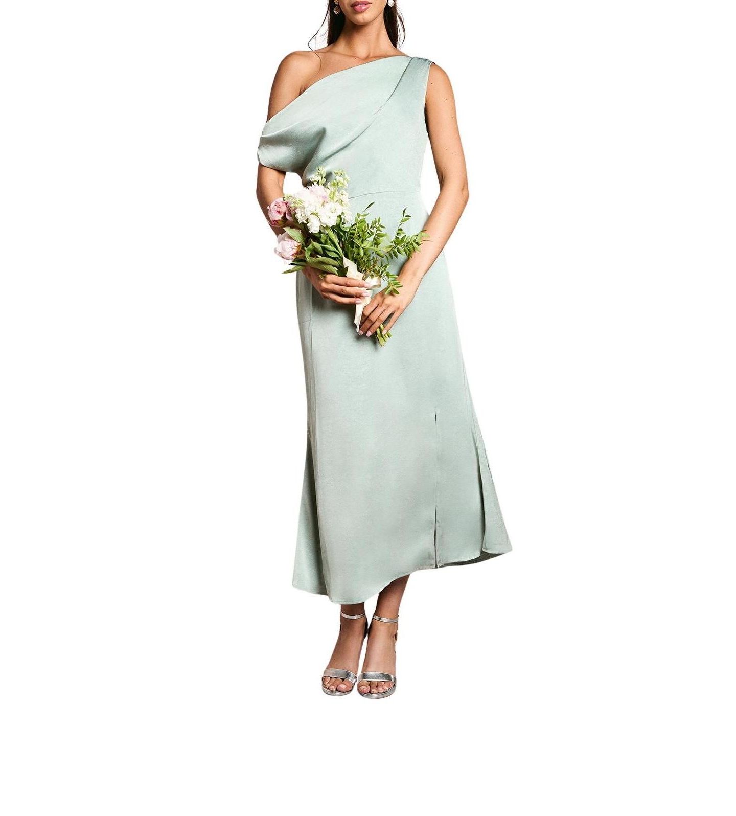 Женское платье Oasis Satin Bridesmaid Midi, цвет: Шалфейный — фото 6